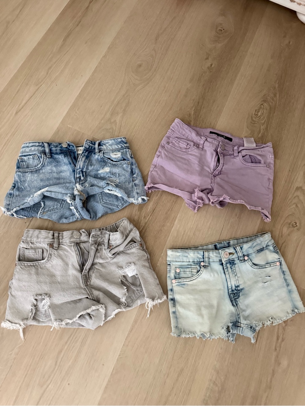 Girls Lavender Denim Cutoff Shorts - Casual Summer Essential